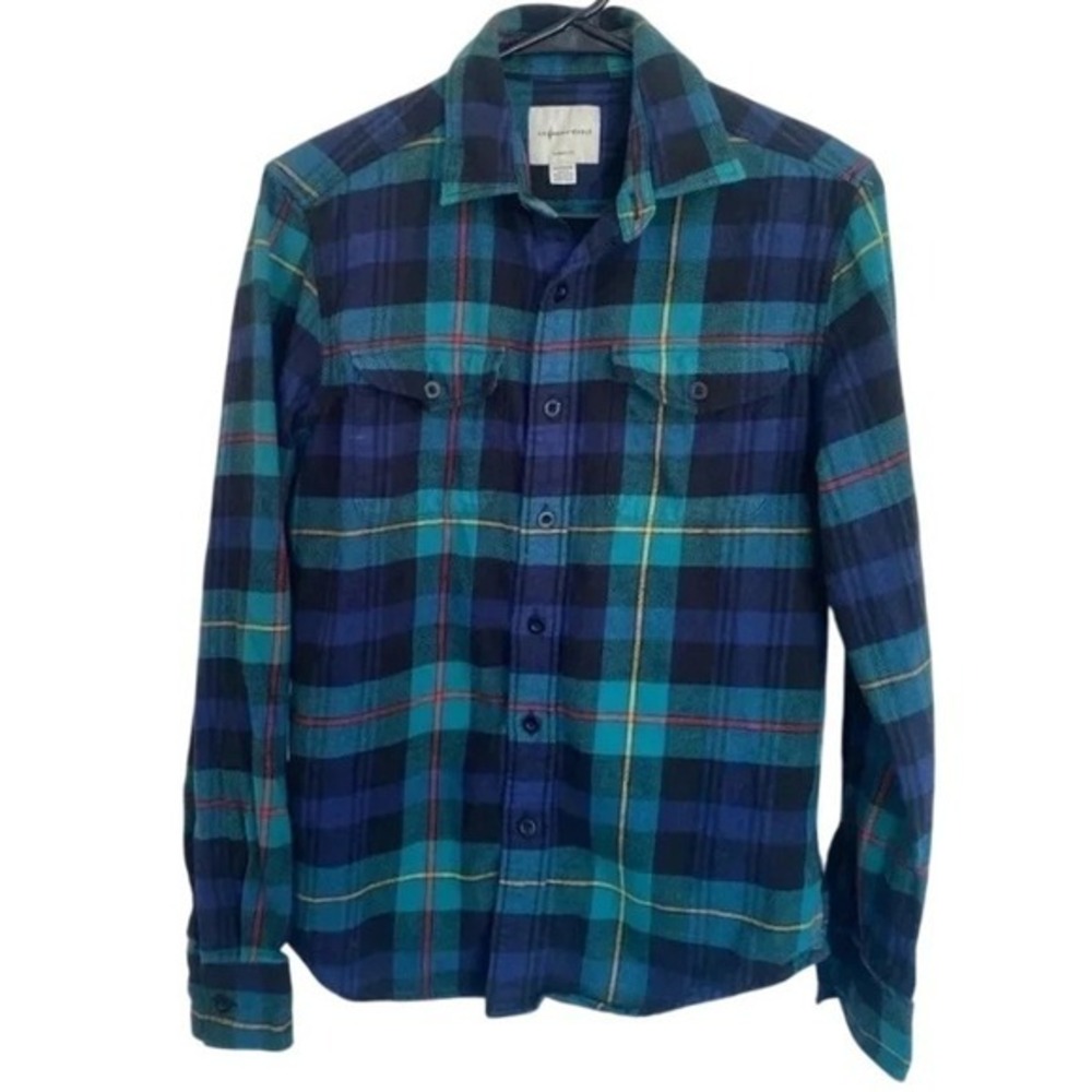 American Eagle Flannel Mens/Boy Shirt Plaid Button Up Long Sleeve Classic Fit XS